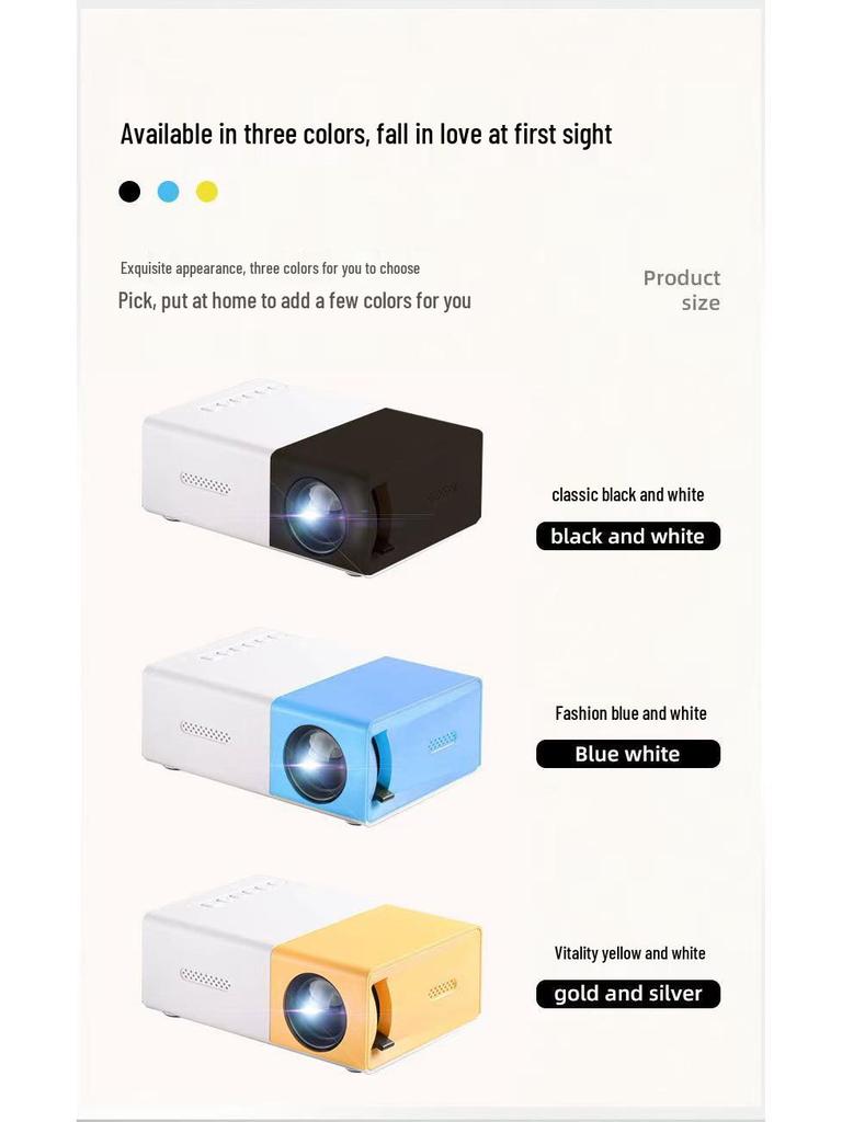 Portable YG300 Mini Projector with Wired Screen Mirroring