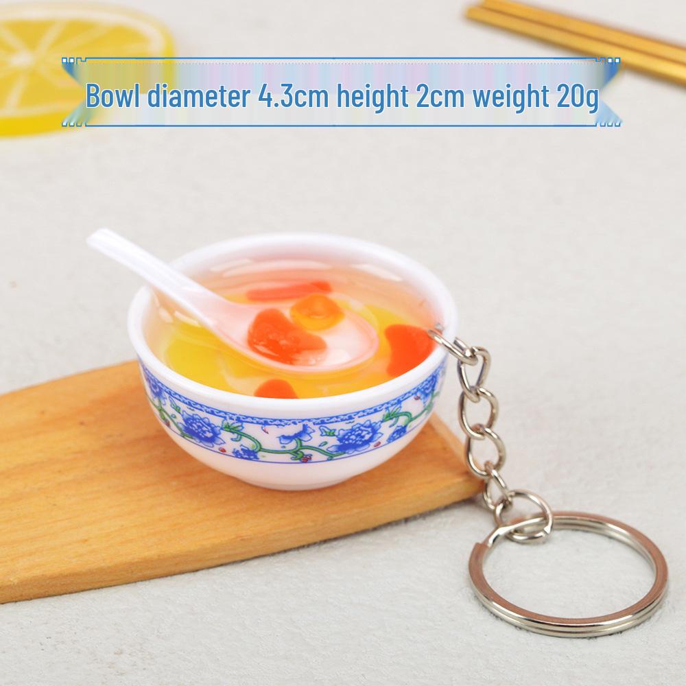 Chinese-Style Edible Toy Keychain: 4cm Simulation Food Bowl Pendant Gift