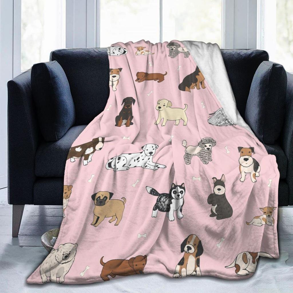 Cute Cat Flannel Blanket Multiple Sizes 2D Print Pink Face Kitty Design Soft Throw Sofa Bedroom Office Snuggle