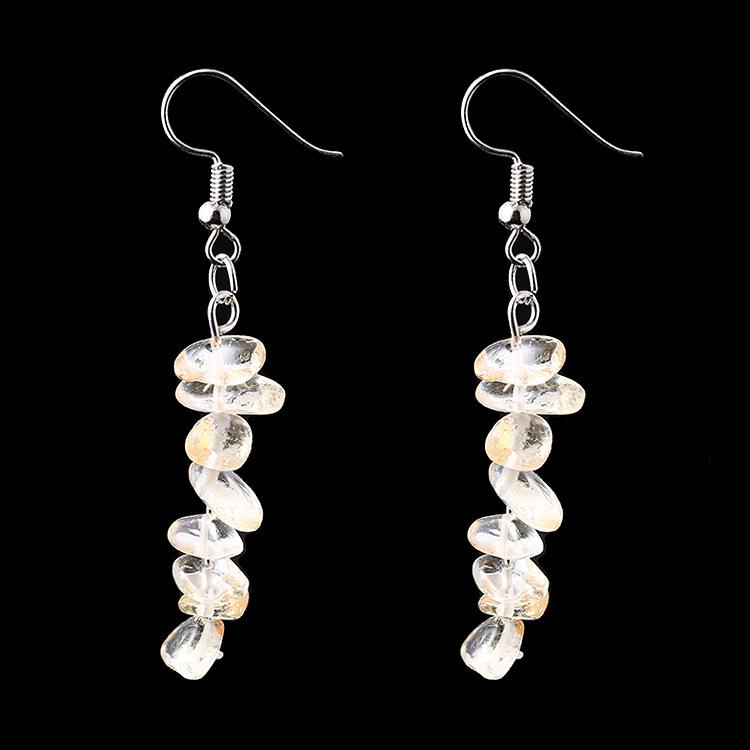 

Irregular Natural Crystal Stone Beaded Earrings Multicolor Stone Diy Fringed Earrings E05