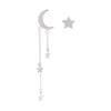 Exquisite Zircon Star Moon Tassel Asymmetric Drop Earrings For Women Men Fashion Elegant Star Chain Fringe Earring Party Jewelry