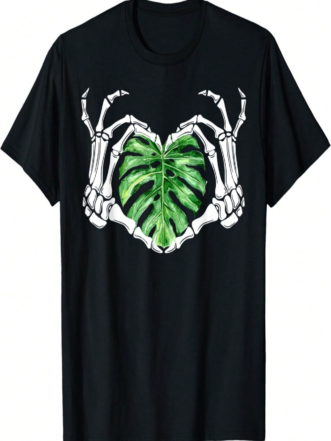 Skeleton Hands Heart Monstera Houseplant Botanical Gardening T-Shirt S разноцветный
