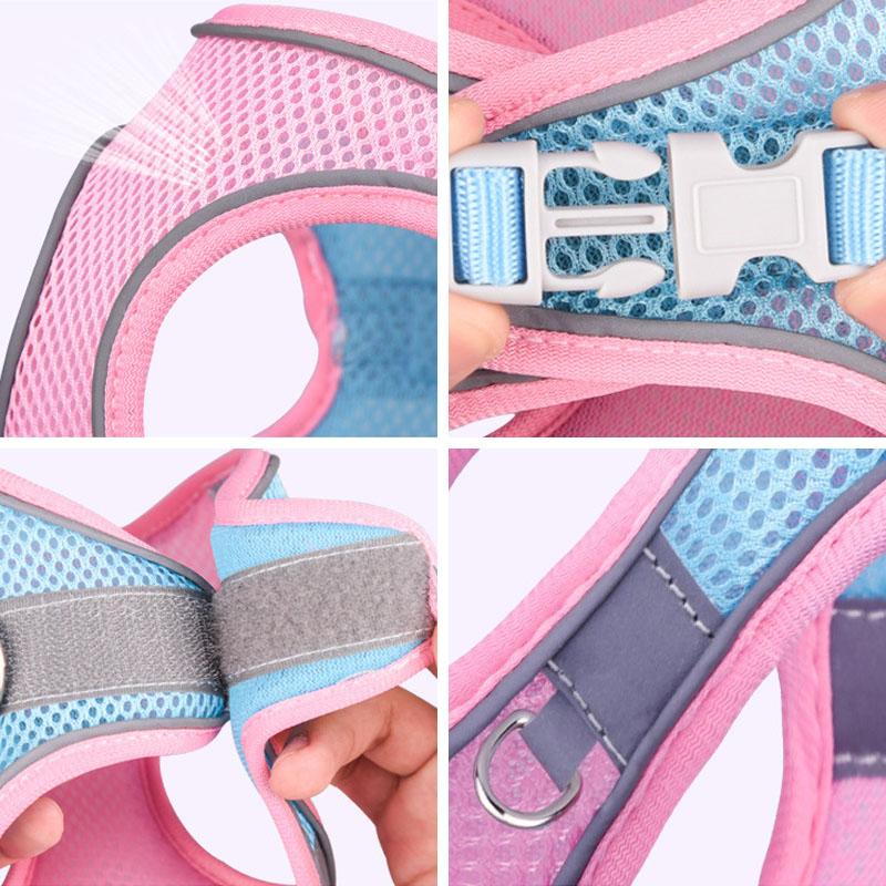 2Pcs Soft Small Dog Harness and Leash Kit Adjustable Reflective Mesh Puppy Harness Leash Easy Walk Dog Puppy Harness Vest