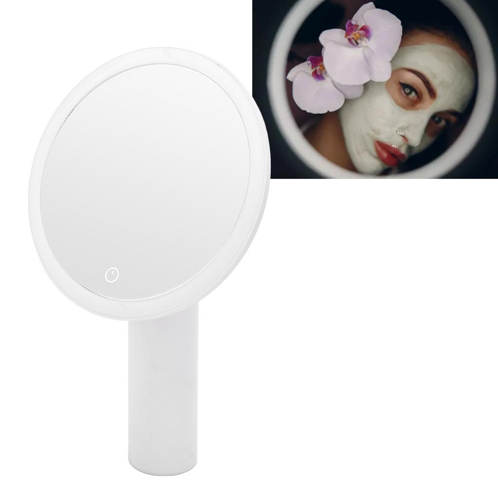 Desktop Lighted Makeup Mirror 3 Color Temperature Dimmable Cordless LED Light Vanity Mirror for Dorm