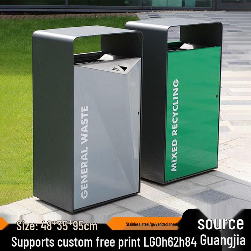 Large Stainless Steel Outdoor Sorting Trash Can for Parks and Commercial Spaces