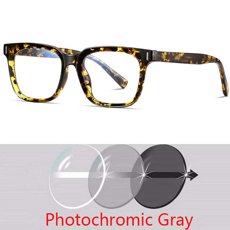 Square Photochromic Glasses Men Women Myopia Eyeglasses Students Short Sight Eyewear 0 -0.5 -1 -1.25 -1.5 -1.75 -2.0 To -6