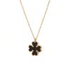 Non Fading Black and White Double-sided Beimu Clover Necklace, Women's Titanium Steel Heart-shaped Collarbone Chain