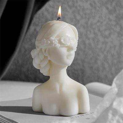 3D Candle Closed Eye Girl Cover Eyes Girl Statue Candle Ornaments Plaster Statue Aromatherapy Candle For Handmade Home Decoratio