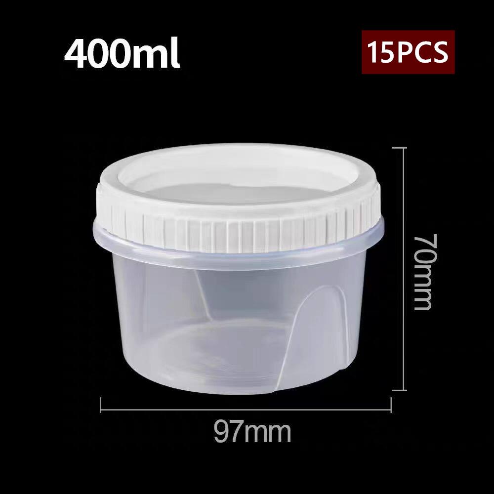 15PCS Food-grade PP Material Preservation Box Round Plastic Fruit Salad Box with Screw Cap Picnic Food Box Dessert Cup