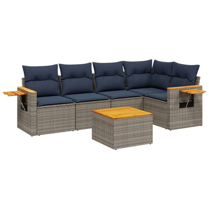 VidaXL Garden Lounge Set with Cushions 6 Pcs, Patio Sofas, Furniture Set, Outdoor Terrace Furniture, Grey 3226796
