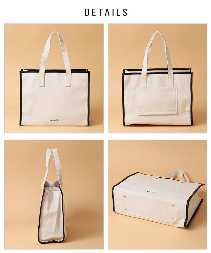 AppelToi Black Tote Bag for Women, A4 Size, Stylish and Cute, Handbag, Shoulder Bag, Carry-On, Commuter, School, Simple, Solid Color, Square Canvas,