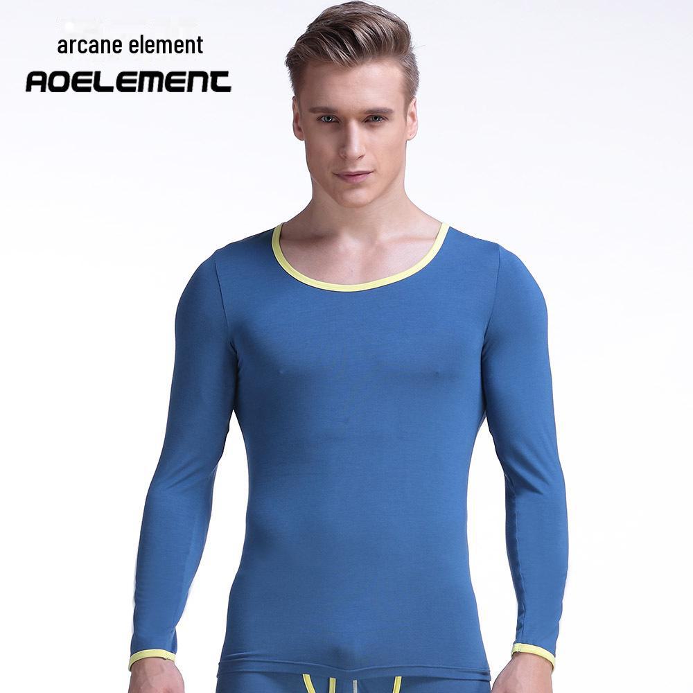 Men's Slim-Fit Thermal Round Neck Shirt - Lightweight Autumn Layer