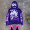 Y2K Retro Harajuku Streetwear Hoodie - Dark Hip Hop Graphic Print Zip Up Loose Fit