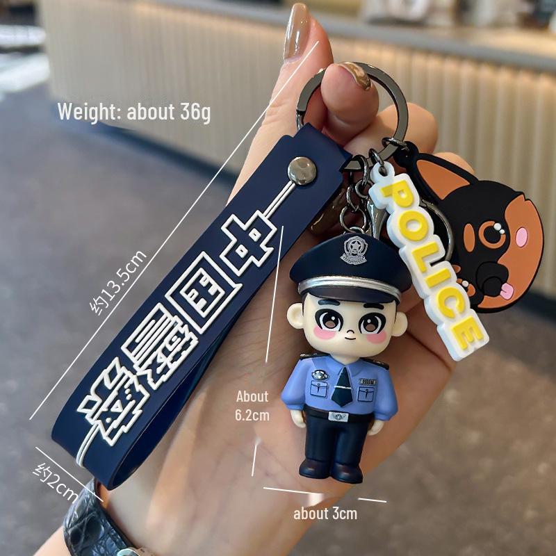 Cartoon Police Officer Keychain - Security, Traffic, Fire Service Commemorative Gift