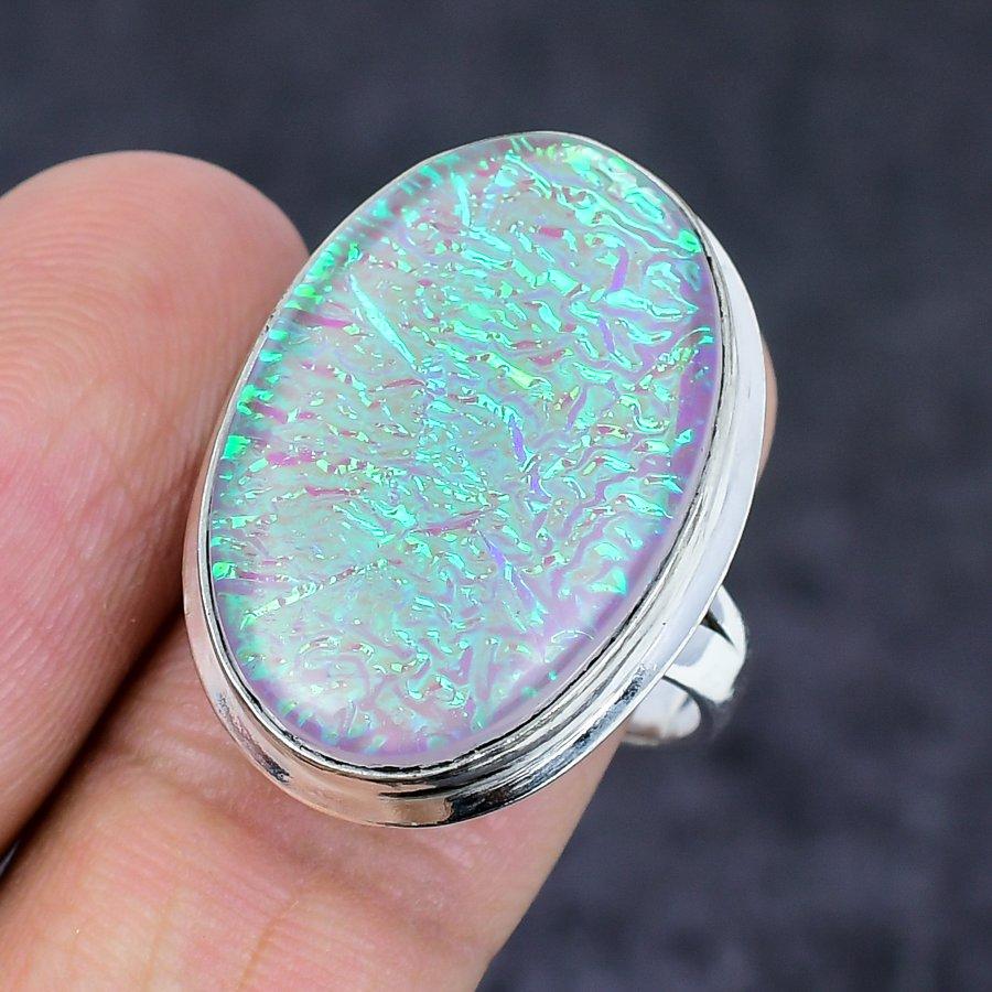 Natürlicher Rosa Triplett-Opal Edelstein 925 Sterlingsilber Schmuck Ring Größe 9 W0l67