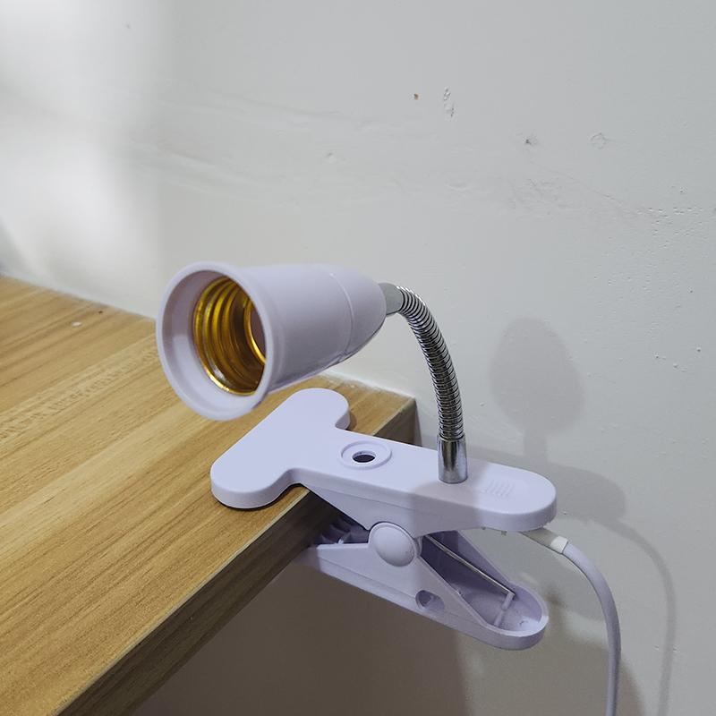 Flexible Hose Universal Clamp Lamp Holder E27 with Switch Lamp Head, Bedside Table Lamp, Plant Supplementary Light