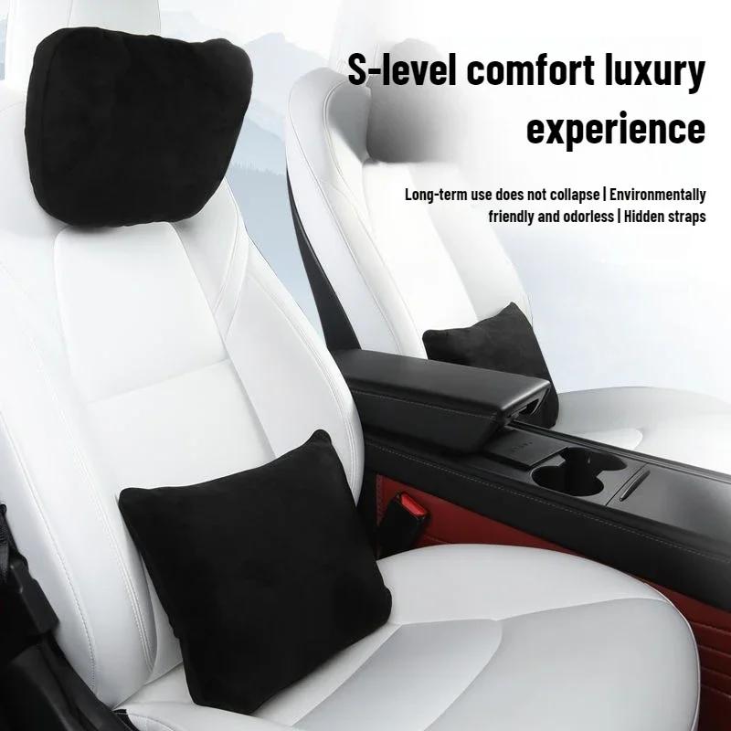 Suede Comfortable Headrest Neck Pillow For Tesla Highland Model 3/Y Model S Model X Accessories Car Neck Pillow for Traveling
