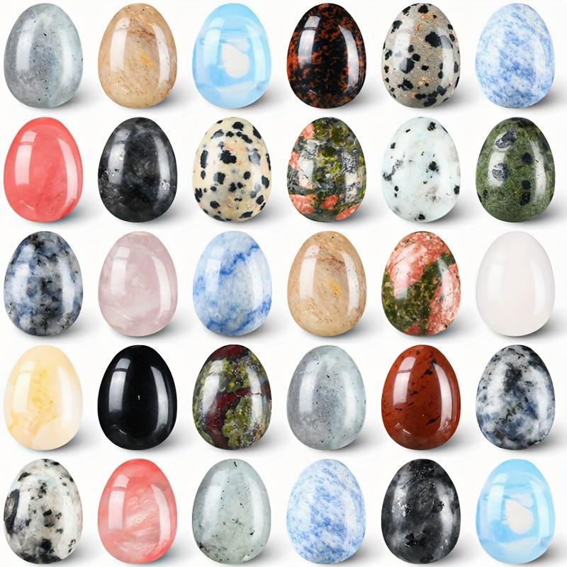 10PCS Natural Crystal Lucky Egg, Tiger's Eye/Opal/Rose Quartz/Obsidian Seasonal Decorative Egg, Handmade