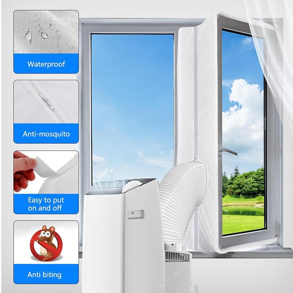 Air Conditioner Window Seal Kit Portable Air Conditioner Window Sealing Cloth No-Drill AC Hose Exhaust Ventilation Attachment