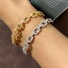 Yupsk 2 Pieces Hollow Square Shiny Zircon Chain Bracelet Rings for Women Shiny CZ Crystal Cuff Bangle Wedding Jewelry