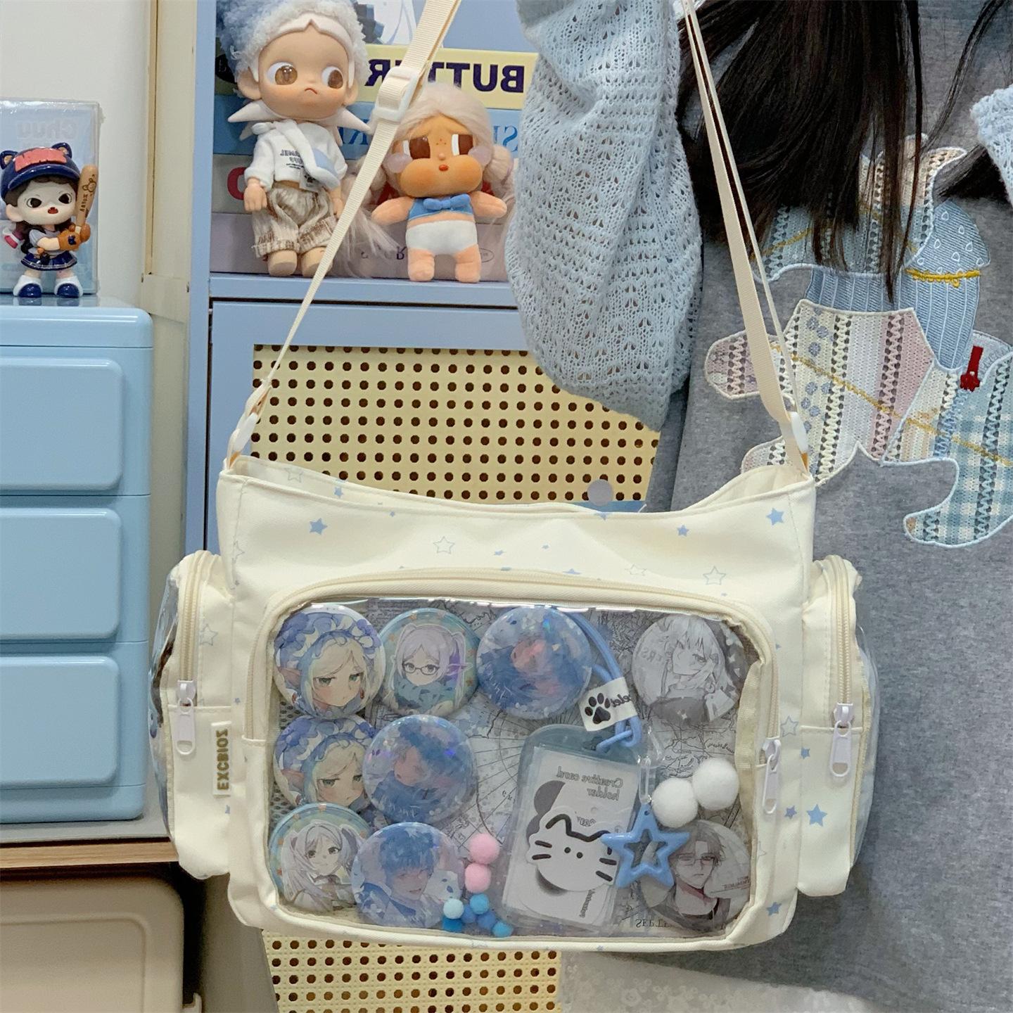 Schoolbag Women's Black New Japanese Cute Kawaii Ulzzang Ita Bag Harajuku Sweet Casual Crossbody Bag For Daily Commute Preppy Style Y2k Shoulder Bag