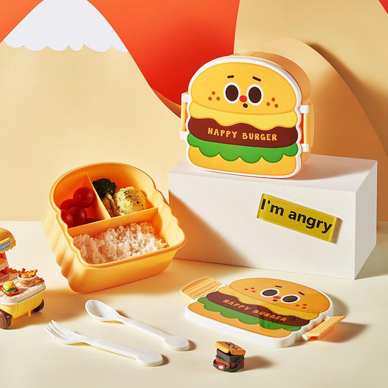 Carina Lunch Box per Bambini Cartone Animato Patatine Fritte Pollo Fritto Fantasia Bambini Pranzo Scolastico Campeggio all'Aperto Picnic Cibo Piccolo Contenitore