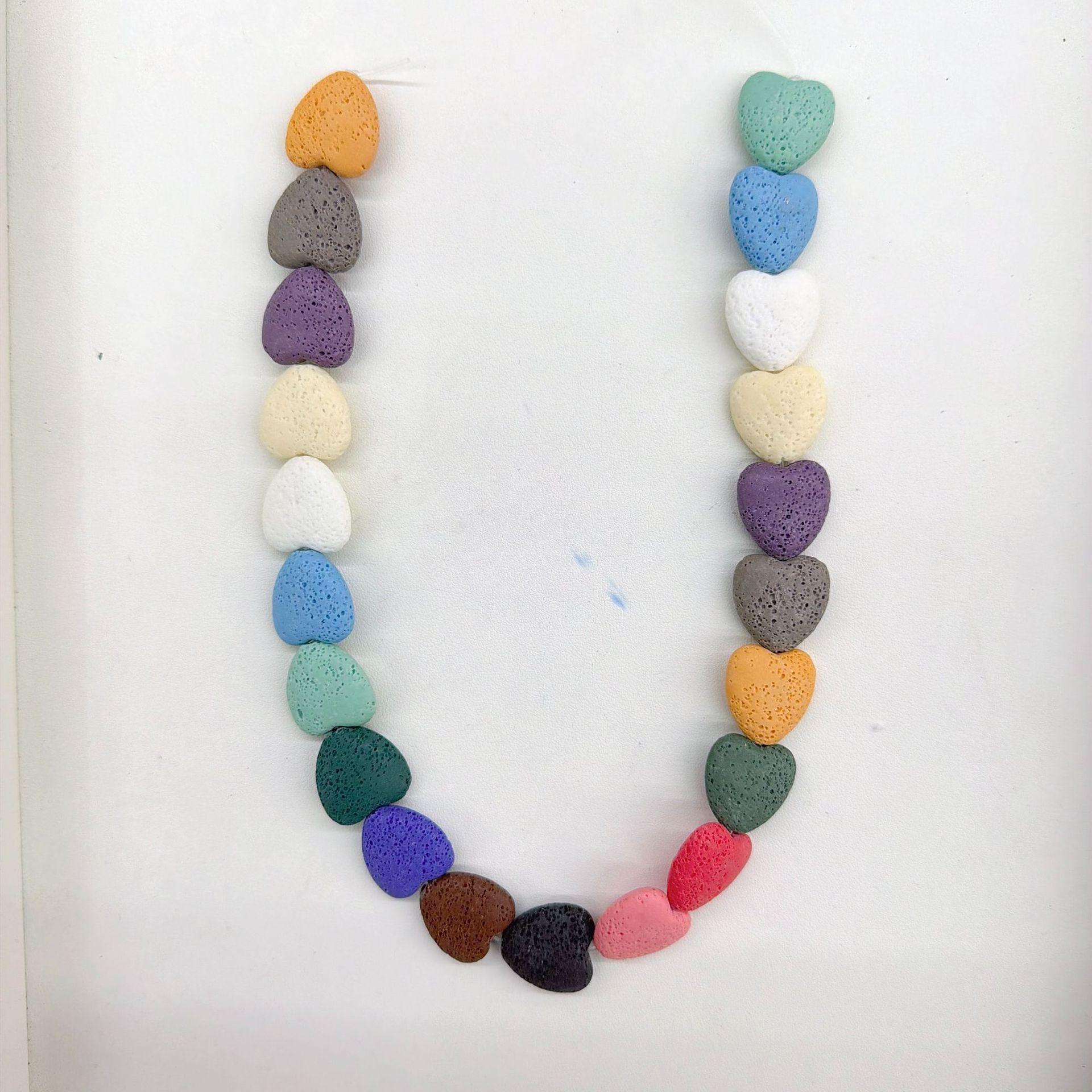 Dopamine Love Heart Volcanic Stone Beads for DIY Jewelry Making
