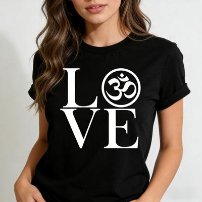 Love Yoga Tee Ohm Symbol Love Yoga Shirt Meditation TShirt Yoga Lover Casual Gift Tshirt Women Daily Life Cotton Clothing