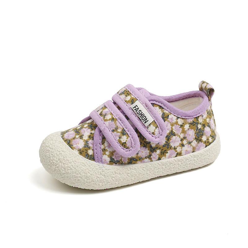 Spring and Autumn Boys and Girls College Style Retro Comfortable Wear-resistant Soft-soled Floral Canvas Shoes