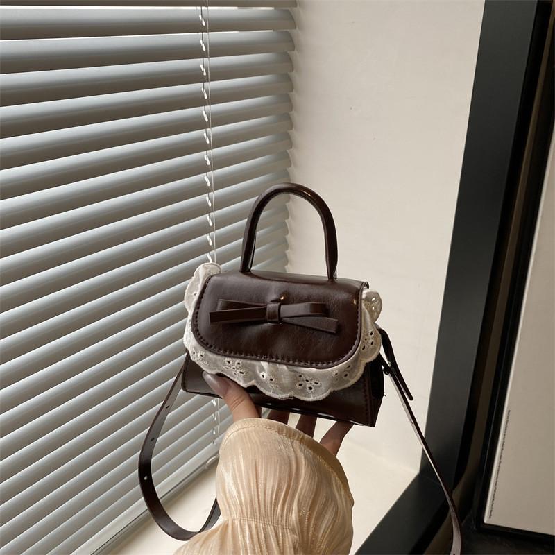 Style Lace Handbag For Women With Pu Material Small Square Bag For Casual Daily Use