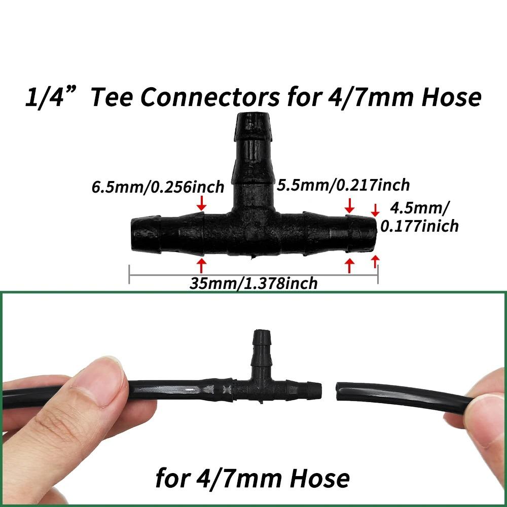 400/200PCS Garden Irrigation Joint Drip Irrigation Barbed Connectors, Universal Barbed Tee Fittings , Fits 1/4 Inch Drip Tubing (4/7Mm Tee Pipe)