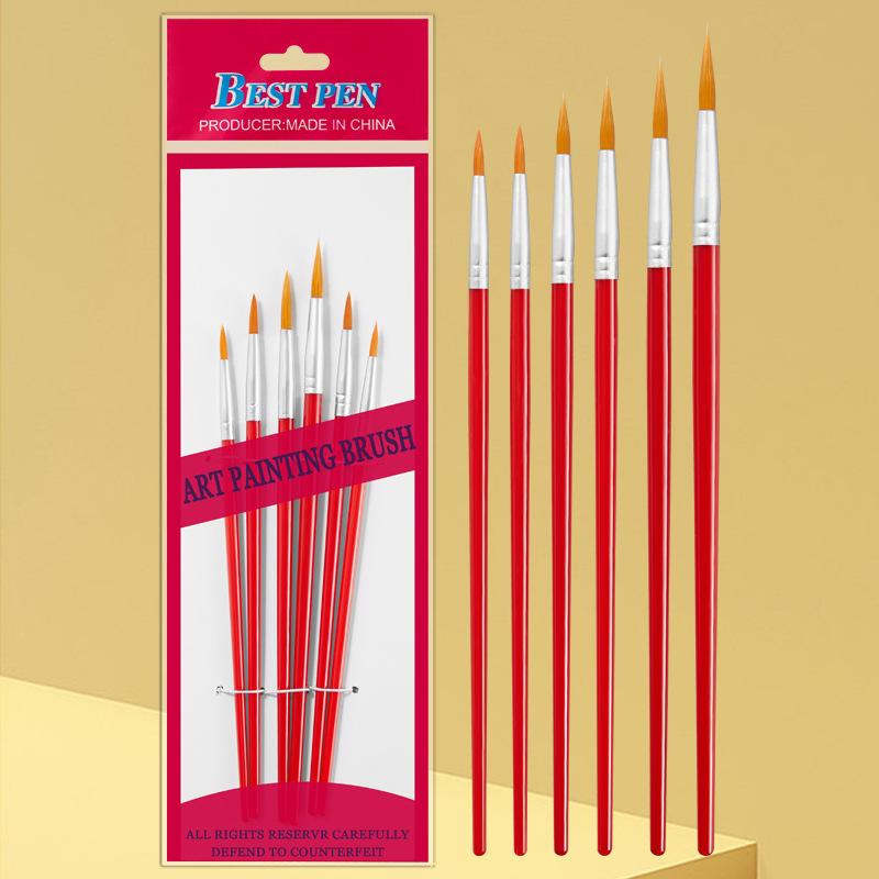 6 pcs sets multi-functional round head art painting plastic rod children DIY paint watercolor gouache oil brush for art lessons