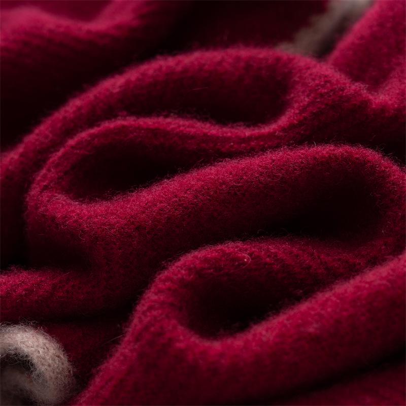 Women's 100% Pure Cashmere Color Block Scarf - Warm Autumn/Winter Knit Neck Protector