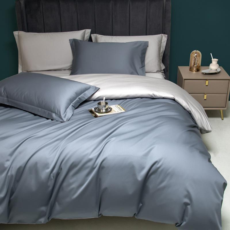 High-end four-piece set Class A 100S long-staple cotton solid color pure cotton four-piece set