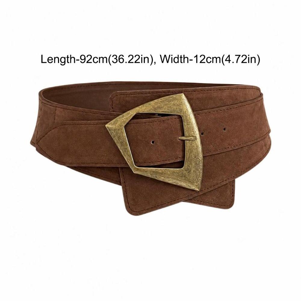 Retro Wide Waist Belt Metal Buckle Wide Waistband Elegant Waist Cincher For Coats Jeans