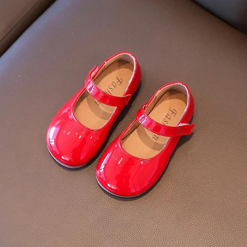 

Plain Patent Leather Ballet Flats Baby Girls Concise Round Toe Mary Jane Shoes Kids Soft Sole 24