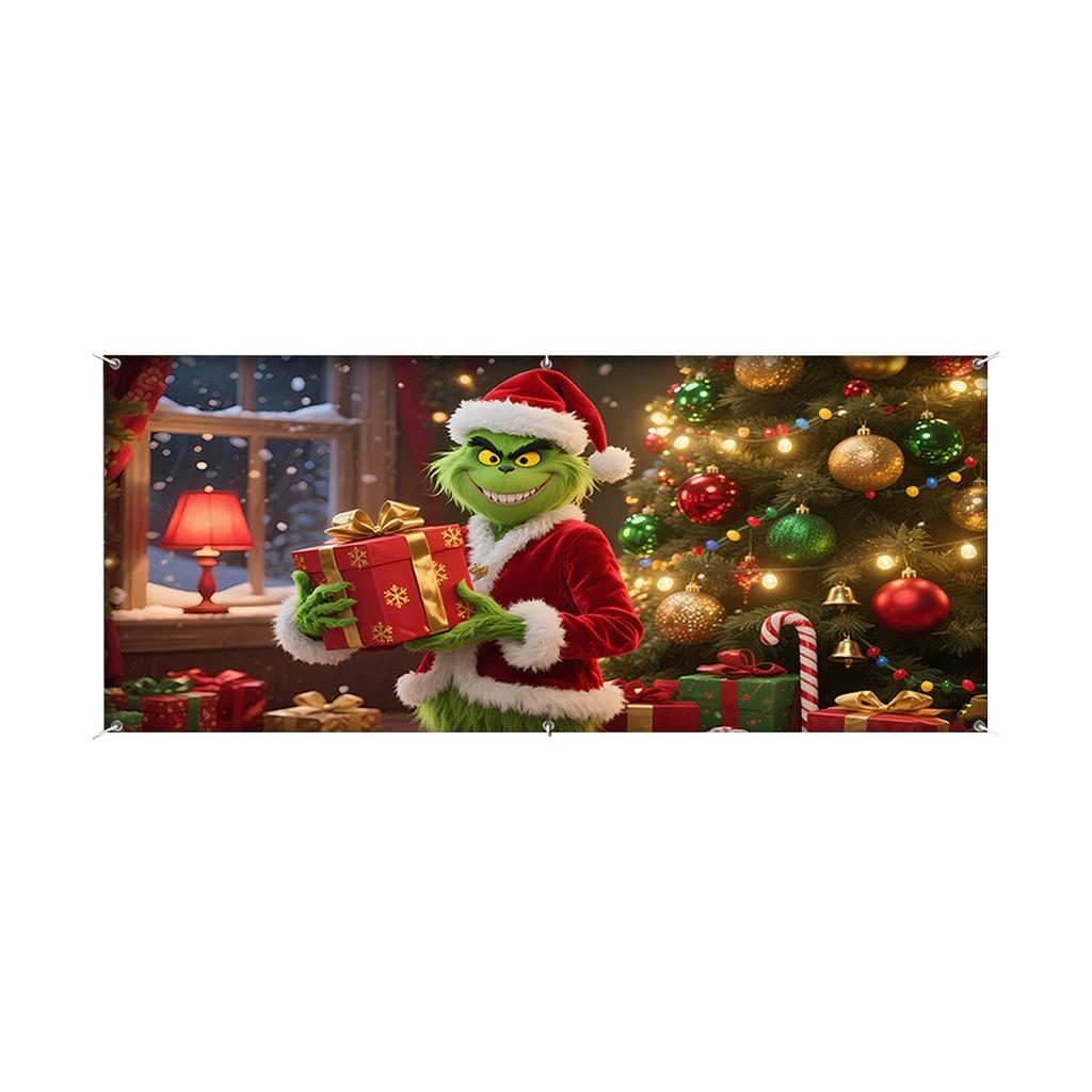 480CM*210CM/Christmas Garage Door Stickers Decorative Hanging Cloth Holiday Party Layout Door Stickers Tapestry Cloth Hanging Cloth Garage Decoration