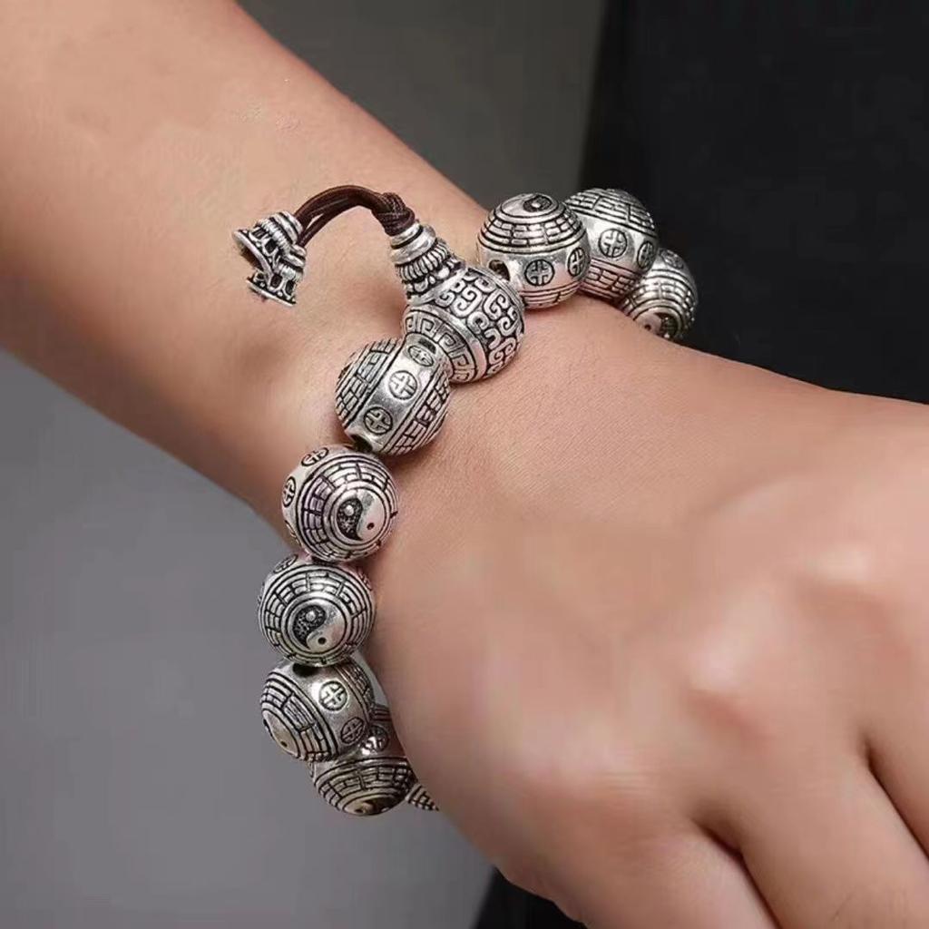 Solid Bracelet to Attract Money, Lion, Pixiu, Bagua Beads, Boys and Girls Couple Jewelry