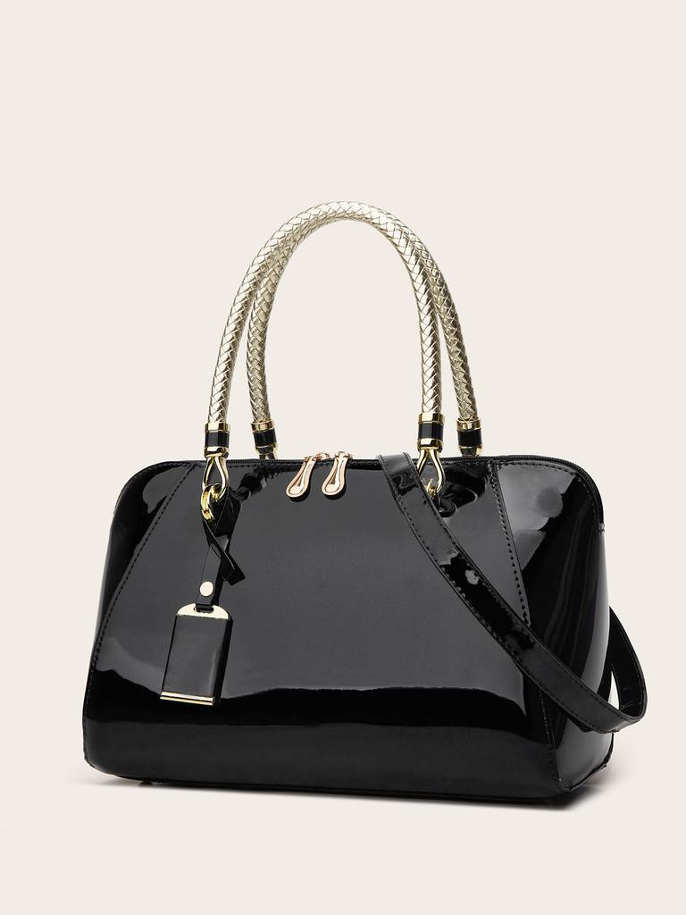 Bolso de mujer nuevo versátil de charol con textura, bolso tote portátil, bolso bandolera