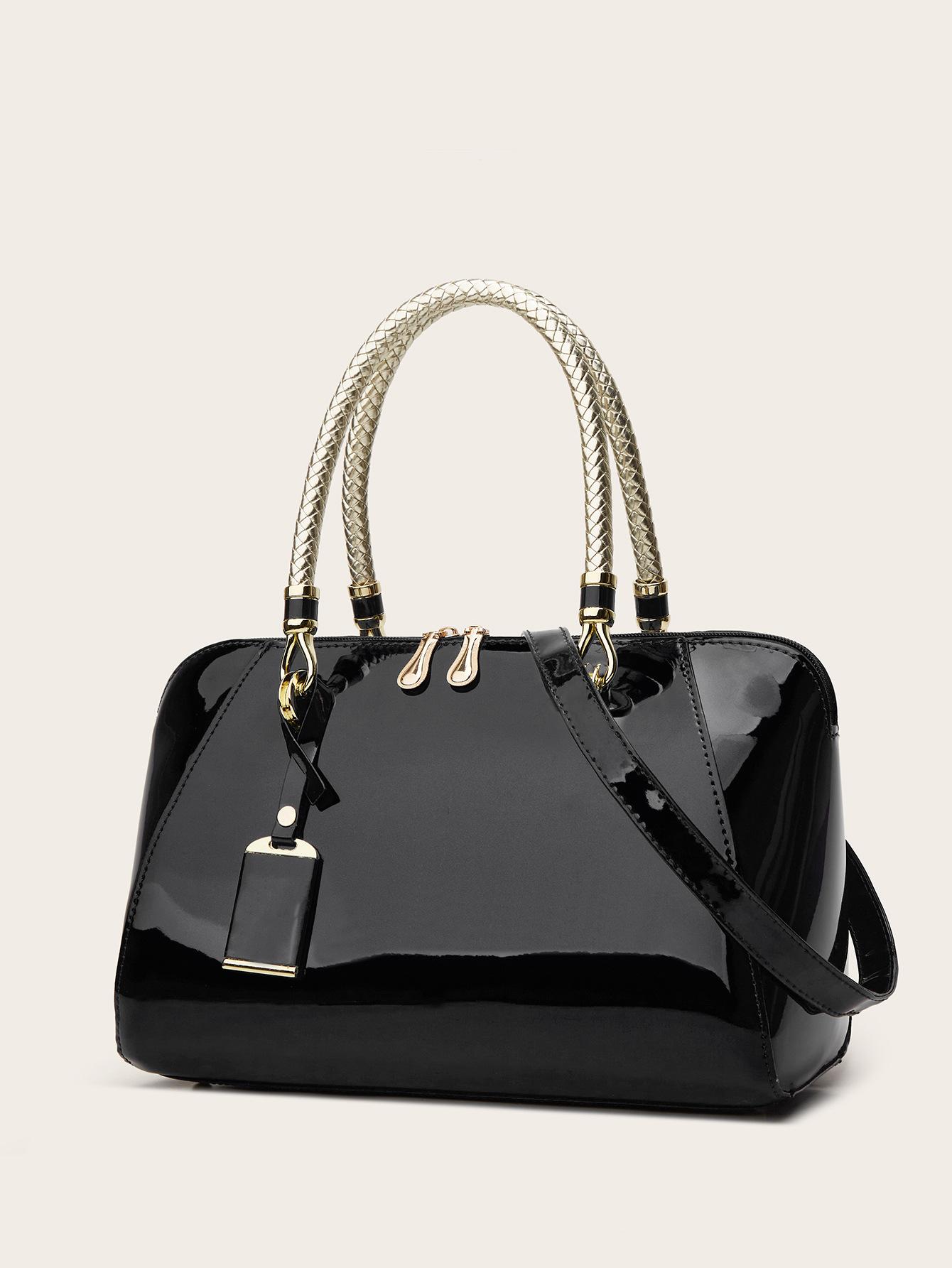 

2025 Нова Універсальна Жіноча Сумка Boston з Патентної Шкіри чорний