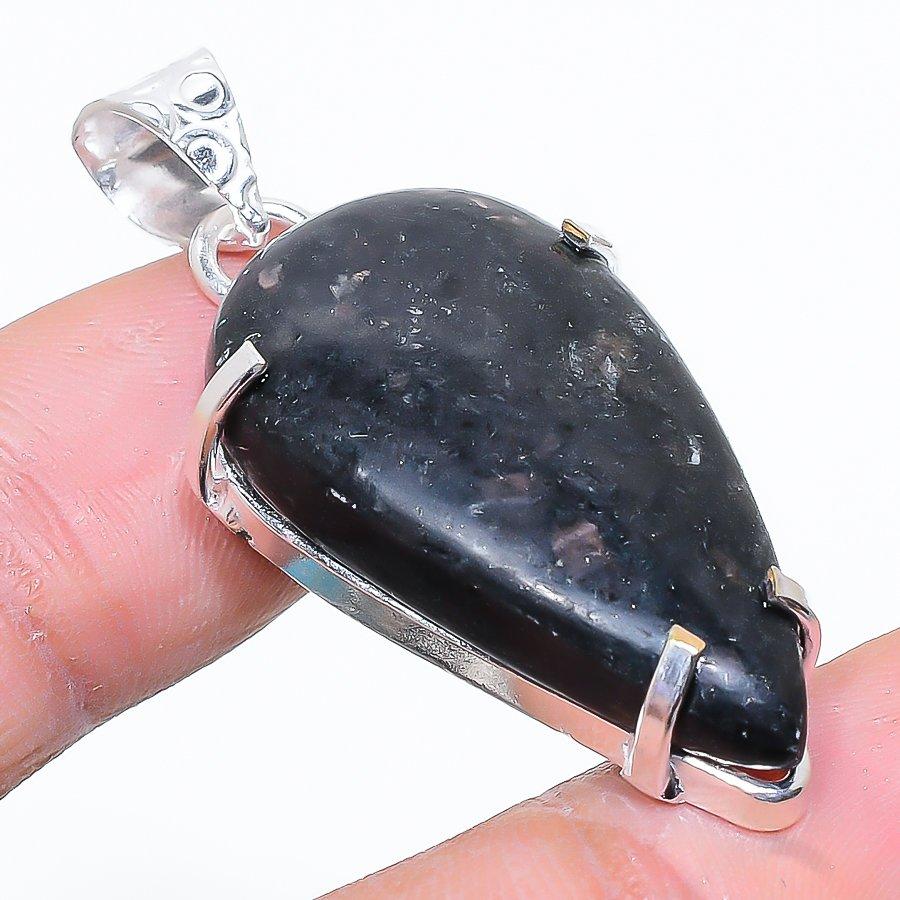 

Natural Larvikite Stone Gemstone 925 Sterling Silver Gift Pendant 1.77 K0m57
