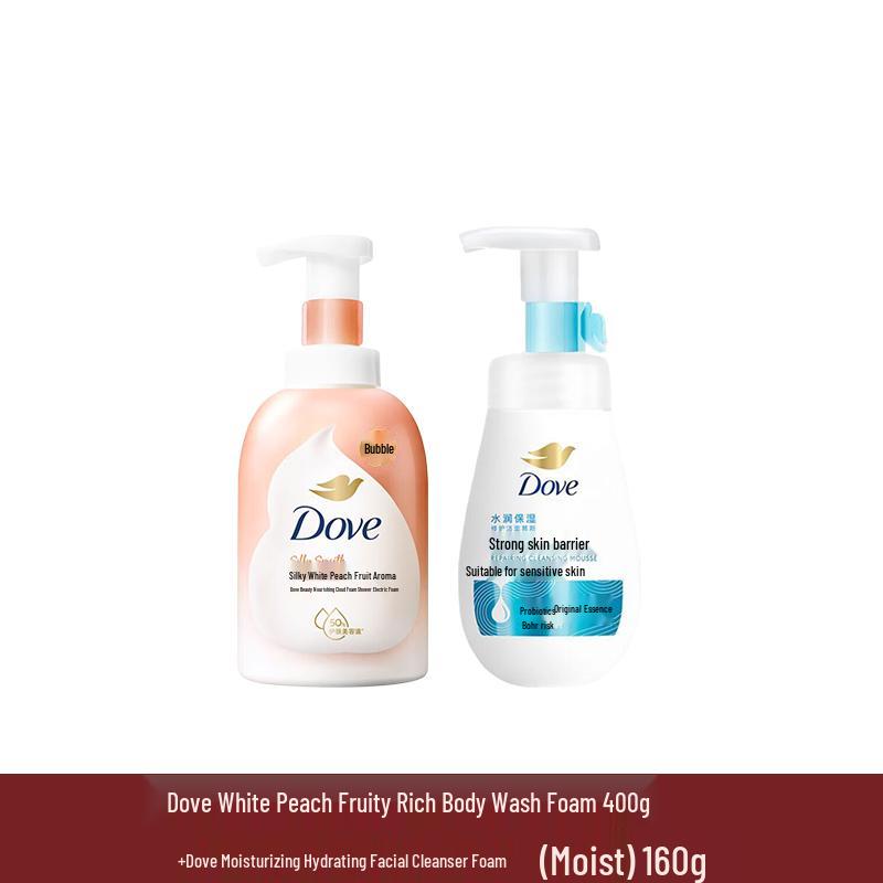Dove White Peach Foaming Body Wash & Hydrating Facial Cleanser Set