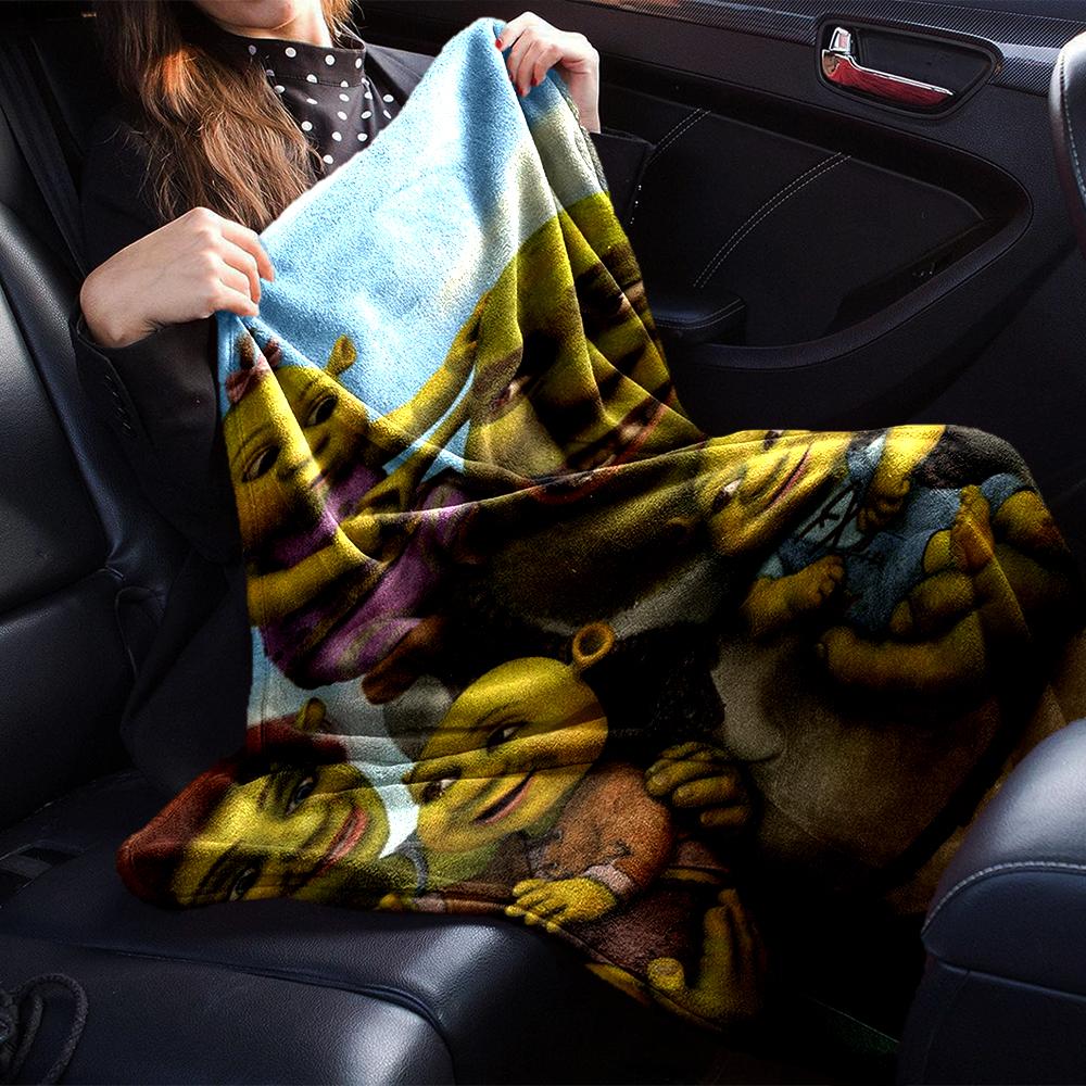 Shrek Theme Printed Blanket - Perfect for Couch, Bed, Travel & Outdoor Use | Machine Washable, Cozy & Durable.