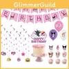 Kuromi Themed Girls Birthday Party Decor Supplies Set Flag Cake Spiral Balloon