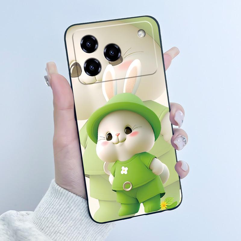 For ZTE Blade A76 4G /ZTE Blade A36 Case Cute Love Rabbit Cartoon Black Soft Silicone Protect Cover For ZTE A76 A36 Phone Casing