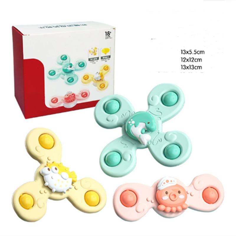 

3 шт./набор Вращающиеся мультяшные животные на присосках Игрушки-спиннеры Детское окно Детский столик для кормления Дорожная игрушка для купания для детей Подарок