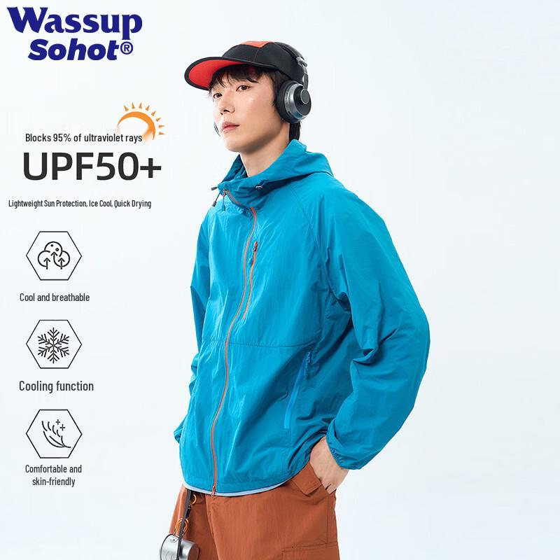 Wassup Sohot Men s Lightweight UV Protection Hooded Jacket L