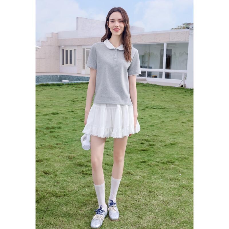 BETU Women's Sweet Lace Trim Short Sleeve T-Shirt