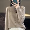 YYFS Women's Cashmere Crew Neck Cardigan Qinghe Cashmere 30% Cashmere 70% Wool Winter Knitted Pullover Autumn Sweater Cashmere Sweater