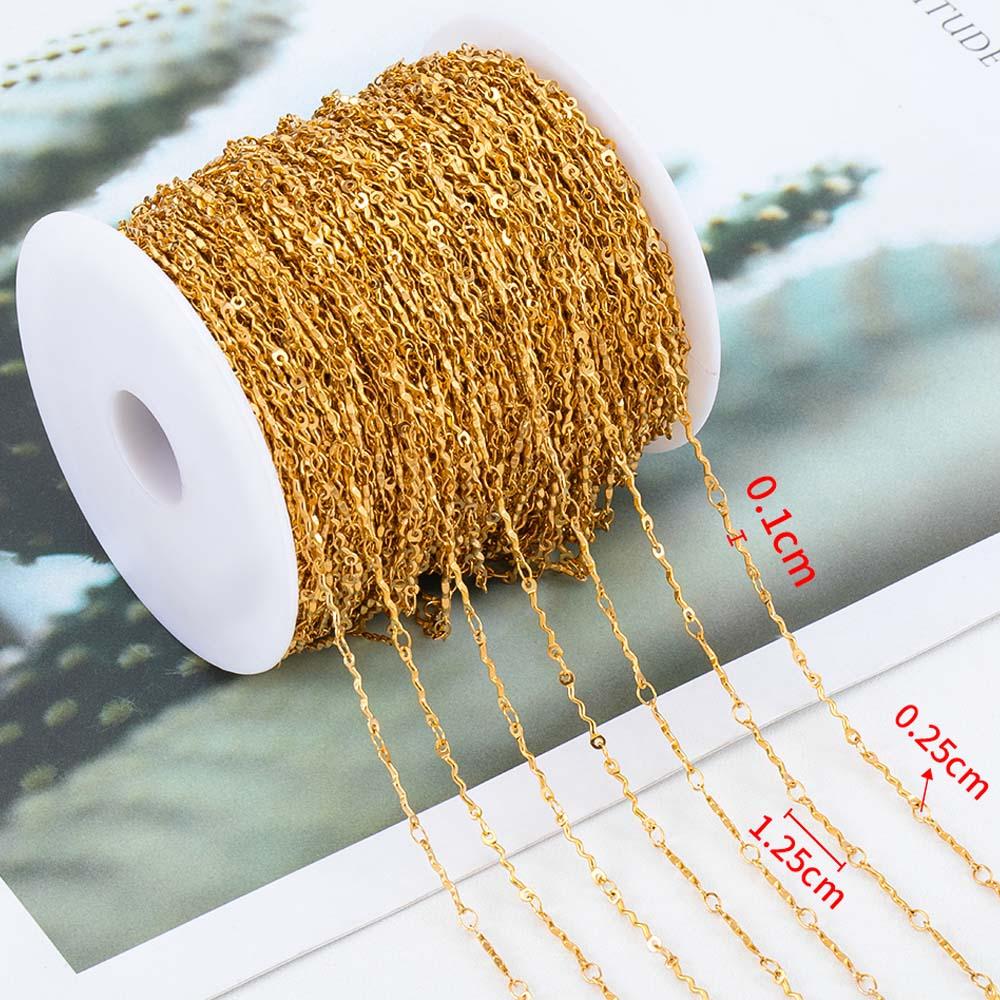 No Fade 1meter Stainless Steel Spiral Twist Stick Link Chain Wave Metal Chain for DIY Necklaces Bracelet Jewelry Making Findings